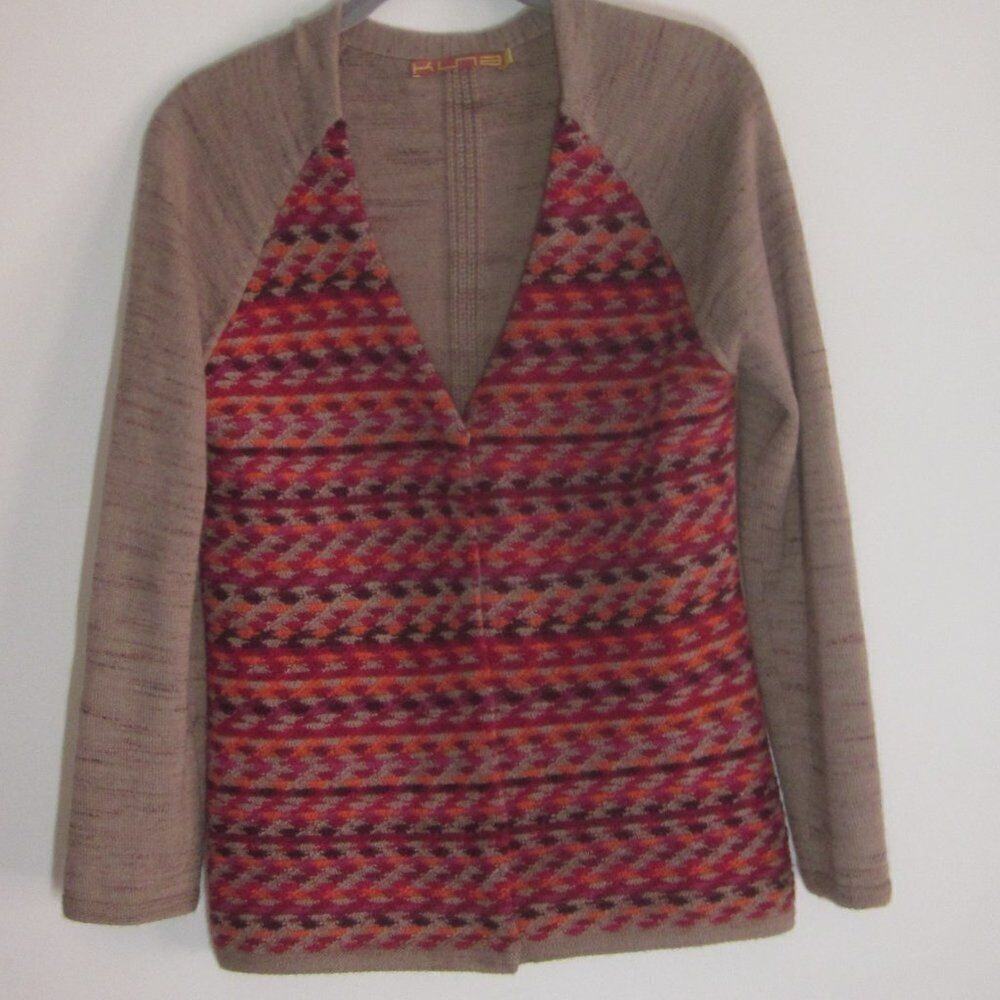 Kuna Baby Alpaca Knit Cardigan Size S Handknit Peru 34" Bust Snap Front Sweater